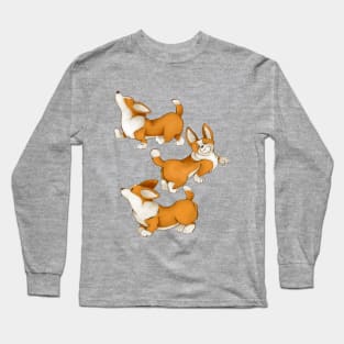 Cute dogs of the Corgi breed. Puppies for a walk. Long Sleeve T-Shirt